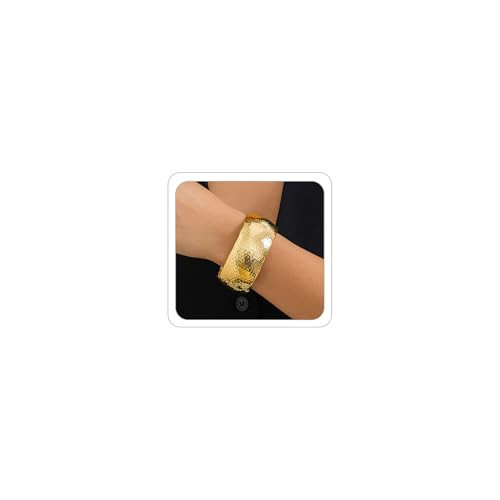 LKingel Chunky Gold Bangle Bracelets for Women 18K Gold Plated Cuff Bracelets Open Wide Thick Gold Bangles Minimalist Wrist Cuff Bracelets for Women (Gold4) | Amazon (US)