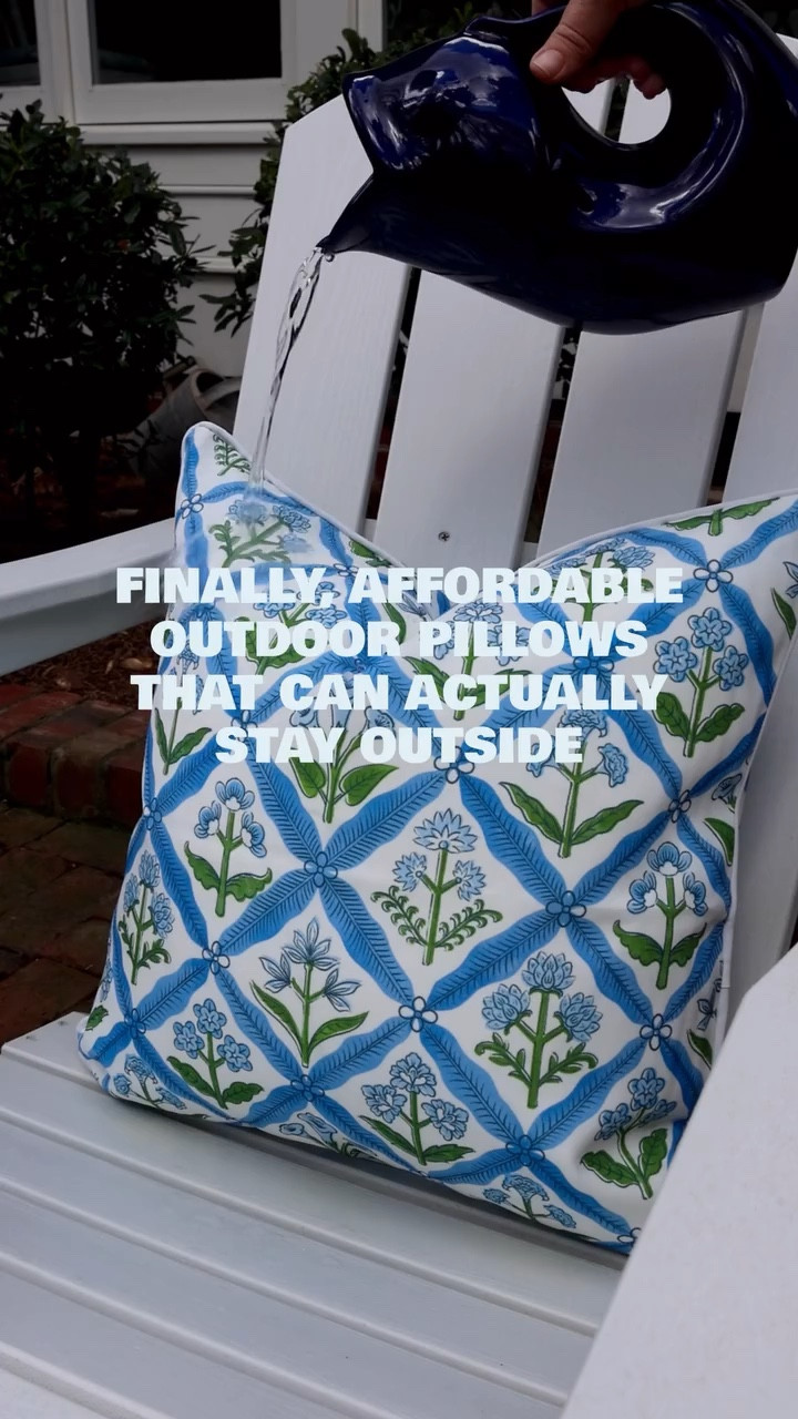 What a concept…. outdoor pillows that can actually stay outside! I’m shocked that the water just beads right off of these, especially considering the price. 

Available in this blue/green combo and a more colorful block print too. 

I also tested and sourced the best outdoor inserts, that still look fluffy! Be sure to go up one size with your insert. I have a 20x20 insert inside an 18x18 cover. 


Amazon Finds, Amazon Home, Decor, Preppy, Grandmillennial, Blue and White Decor, Traditional Home Decor, Patio Decor, Outdoor Furniture

#LTKActive #LTKstorytime #LTKHome