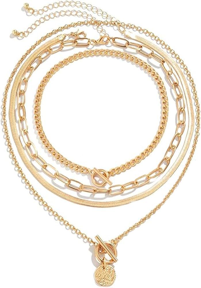 Ingemark 4Pcs Layered Gold Choker Necklace Sets for Women Girls Trendy Retro Coin Medallion Penda... | Amazon (US)