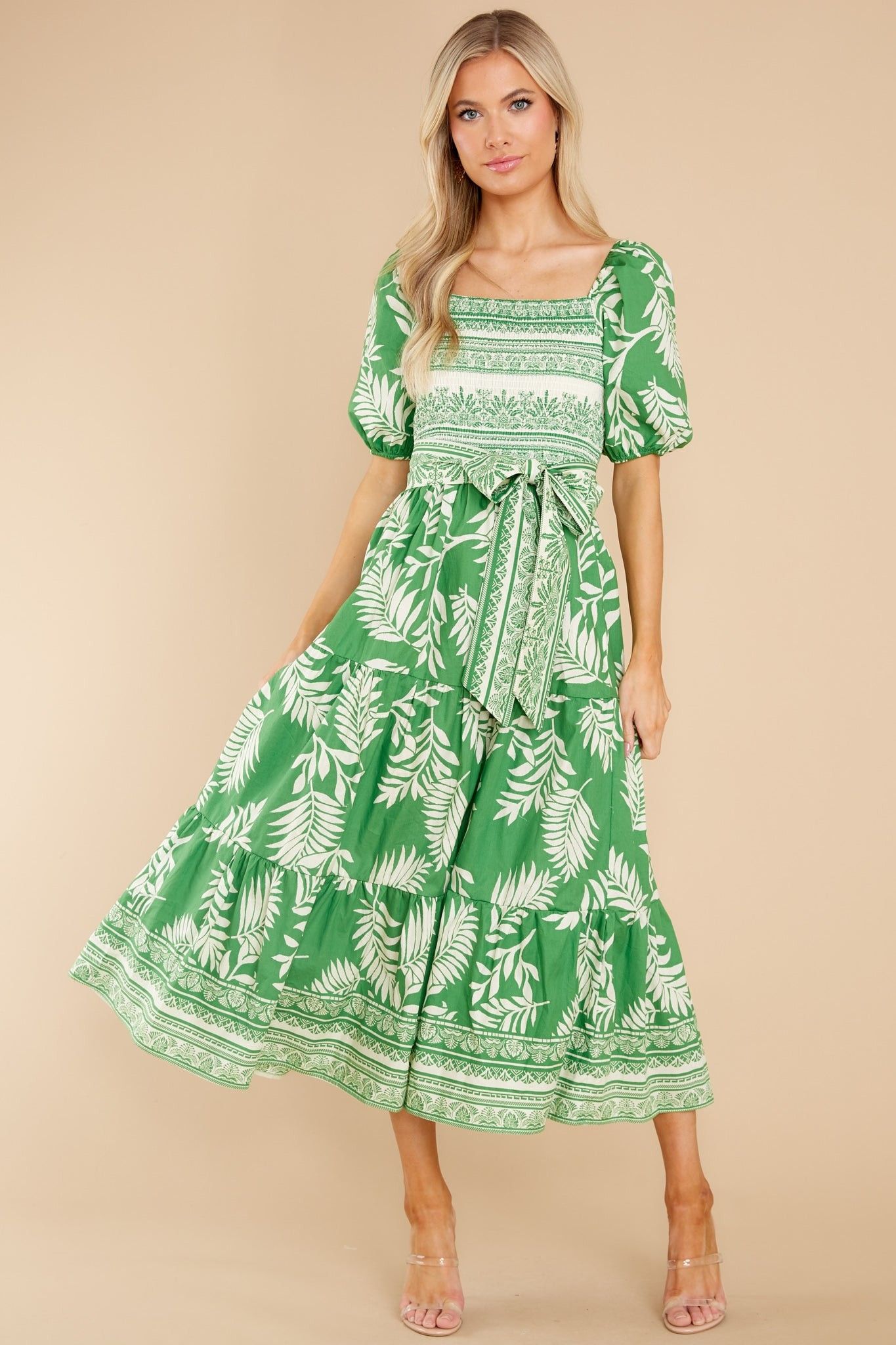 A New Journey Green Print Maxi Dress- Tropical Vacation | Red Dress 
