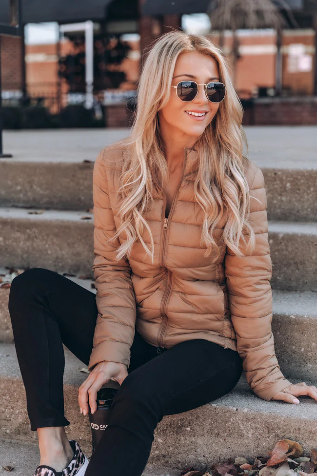 Snowy Escape Puffer Brown Jacket FINAL SALE | The Pink Lily Boutique