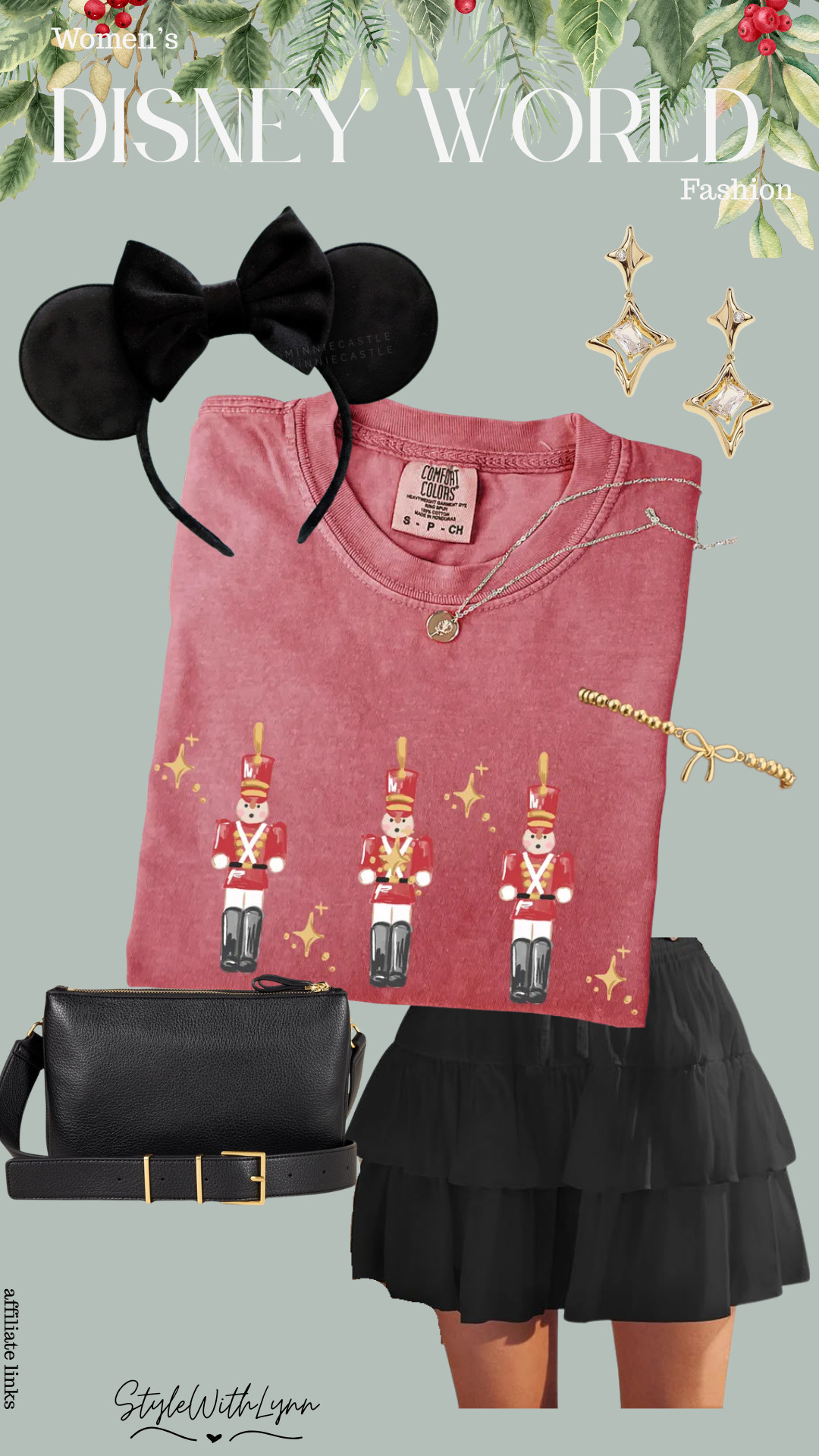This Disney World outfit is giving full Christmas parade energy, the cutest toy soldier tee, a twirl-ready black ruffle skirt, classic black velvet mouse ears, and just a touch of gold sparkle. Perfect for Mickey’s Very Merry Christmas Party, EPCOT Festival of the Holidays, or any day you want to feel extra festive on Main Street USA!

Linking everything for easy shopping! Comfy, affordable, and ready for all the holiday photo ops. 🎁✨

#DisneyWorldOutfit #DisneyChristmasOutfit #DisneyHolidayStyle #DisneyWomenFashion #MickeysVeryMerryChristmasParty #DisneyWorldChristmas #DisneyStyleInspo #LTKHoliday #LTKDisney #StyleWithLynn 

 #LTKHoliday #LTKootd #LTKSeasonal