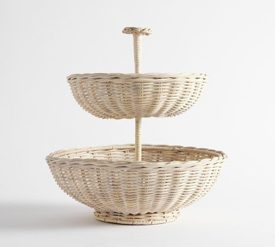 Handwoven Wicker Tiered Stand | Pottery Barn (US)