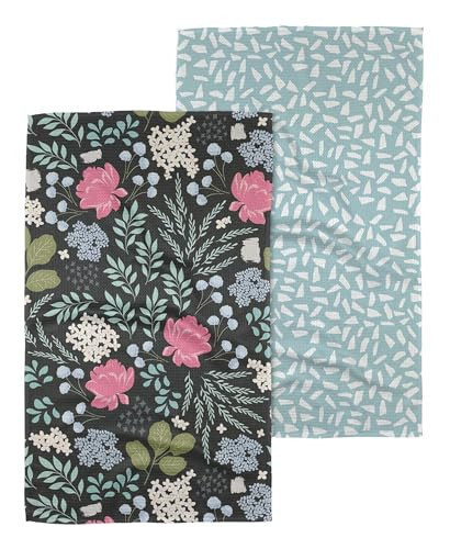 GEOMETRY Kitchen Tea Towel - Quick Dry Microfiber Cloth Dish Towels for Kitchen Drying - 18" x 30" Premium Quick Dry Towel - Not Forgotten + Fiona (Pretty Petals 2-Pack Set) | Amazon (US)