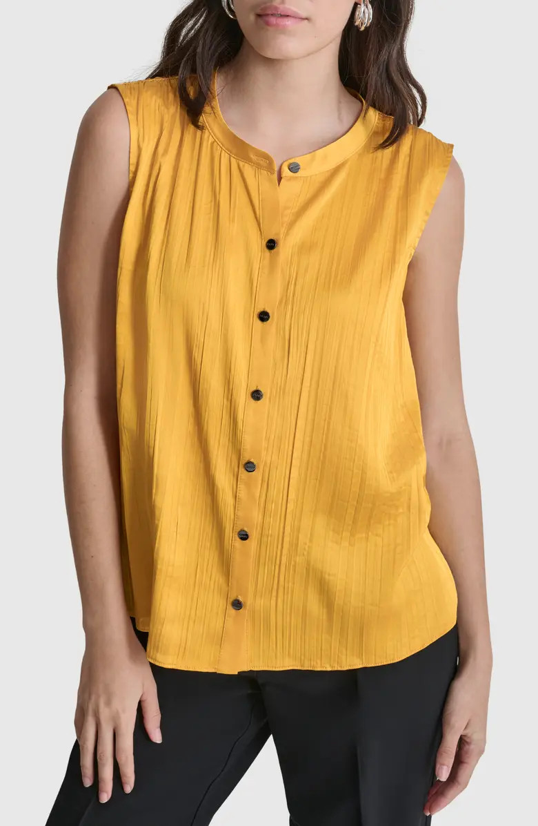 Pleated Sleeveless Button-Up Shirt | Nordstrom Rack