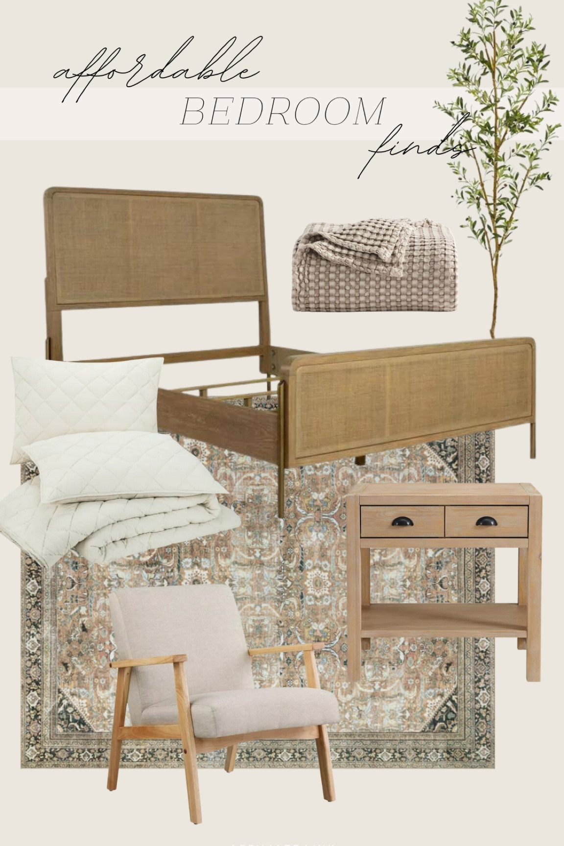 affordable bedroom finds #affordablebedroom #bedroomfind #bedframe #canebedframe #fauxtree #olivetree #ltksale #rug #arearug #bedroomrug #accentchair #affordablebedding #bedding #throw

#LTKunder100 #LTKhome #LTKsalealert