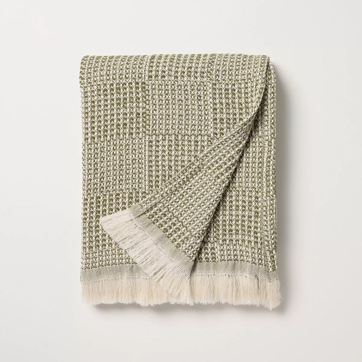 Checkered Knit Throw Blanket Green - Hearth & Hand™ with Magnolia | Target