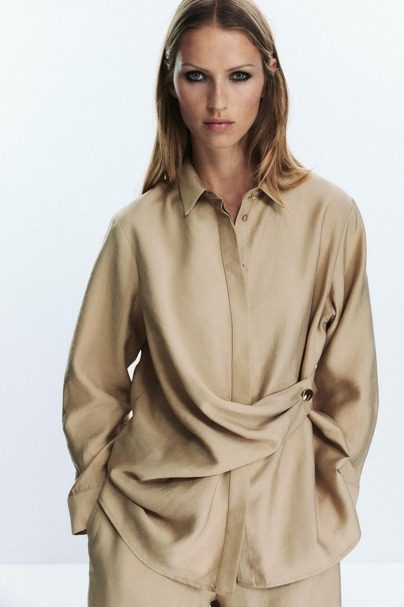 GOLD BUTTON WRAP SHIRT | Zara US