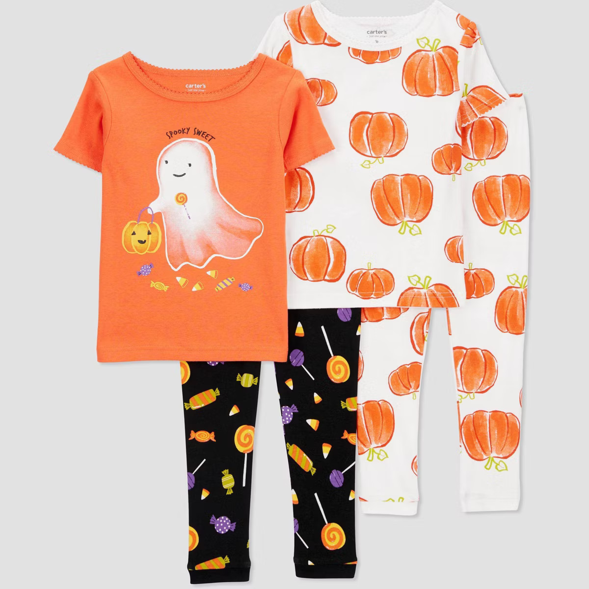 Carter's Just One You® Toddler Girls' Short Sleeve 4pc Halloween Ghosts and Pumpkins Pajama Set ... | Target