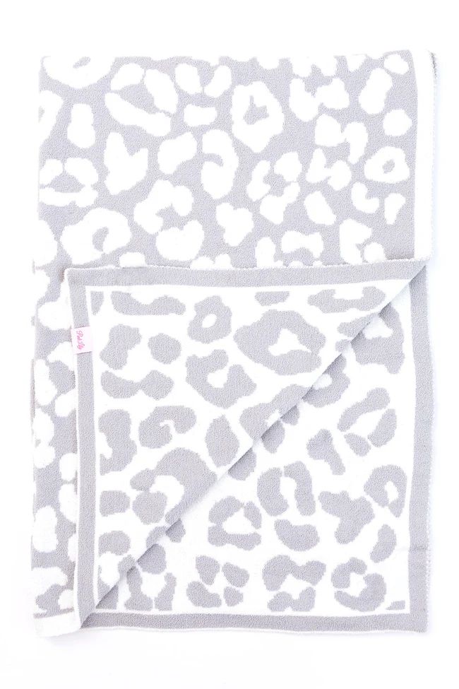 Keep You Warm Blanket Light Grey Animal Print FINAL SALE | The Pink Lily Boutique