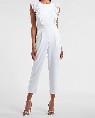 Eyelet Lace Ruffle Front Jumpsuit | Express