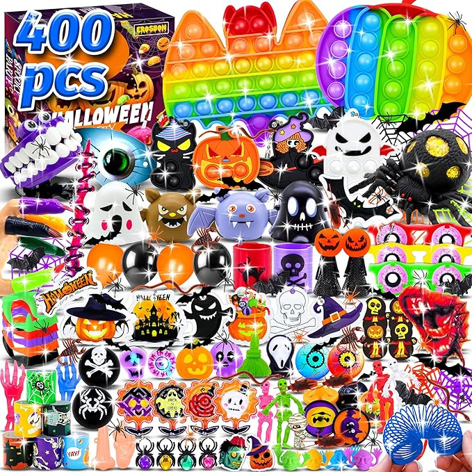 400PCS Halloween Party Favors for Kids, Halloween Treat Bag Fillers, Bulk Toys, Treasure Box Toys... | Amazon (US)