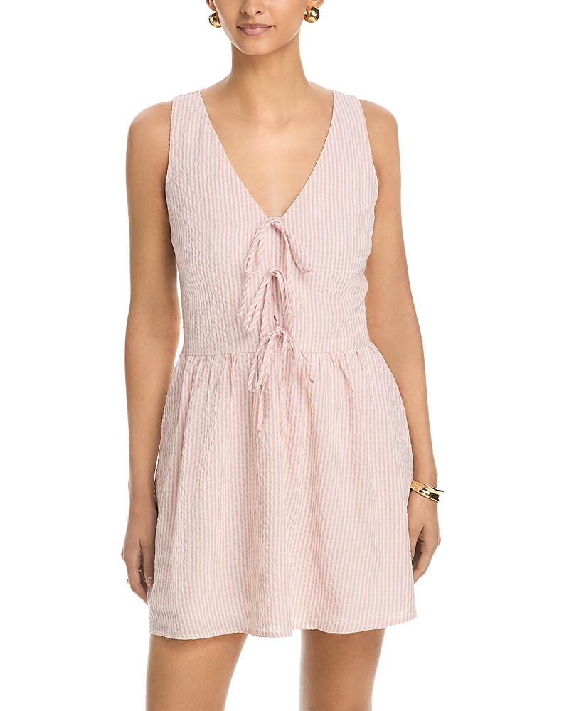 Aqua Stripe Poplin Front Tie Mini Dress - Exclusive | Bloomingdale's (US)