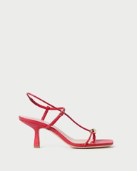 Triana Red Leather Mid-Heel Sandal | Loeffler Randall
