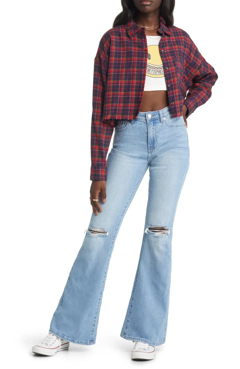 BP. Decon Ripped High Waist Stretch Denim Flare Jeans | Nordstrom | Nordstrom Canada
