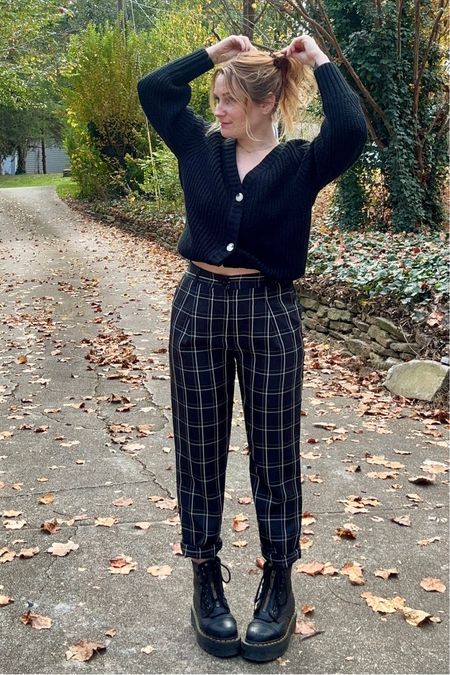 All black fall/winter fit. I finagled the buttons to make the cardigan more cropped and sized up to a medium in the pants bc I wanted them a bit baggy  

#LTKshoecrush #LTKfindsunder50 #LTKstyletip