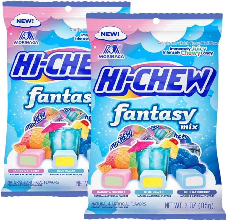 Hi Chew Fantasy Mix Candy, Rainbow Sherbet, Blue Hawaii, and Blue Raspberry Flavors, Fruity Chewy... | Amazon (US)