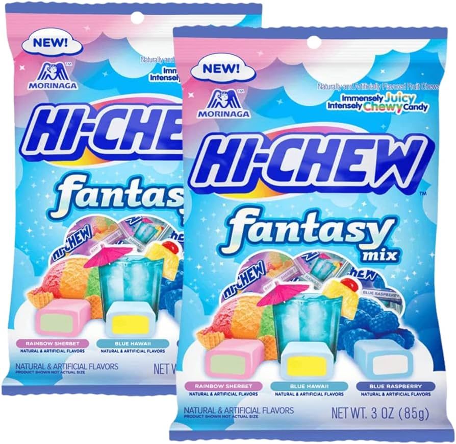 Hi Chew Fantasy Mix Candy, Rainbow Sherbet, Blue Hawaii, and Blue Raspberry Flavors, Fruity Chewy... | Amazon (US)