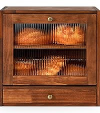 Sunhoo Bread Box for Kitchen Countertop Wooden Bread Storage Container Bin 2 Layer Breadbox Holde... | Amazon (US)