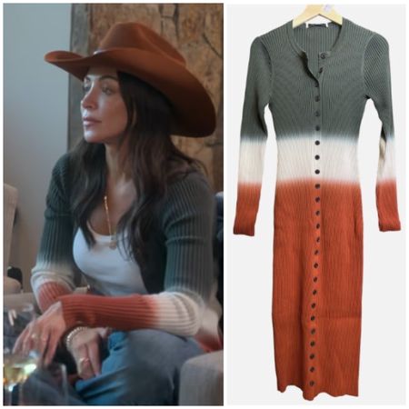 Farrah Aldjufrie’s Green, White and Brown Ombré Cardigan on Buying Beverly Hills Season 2 Episode 8 Fashion