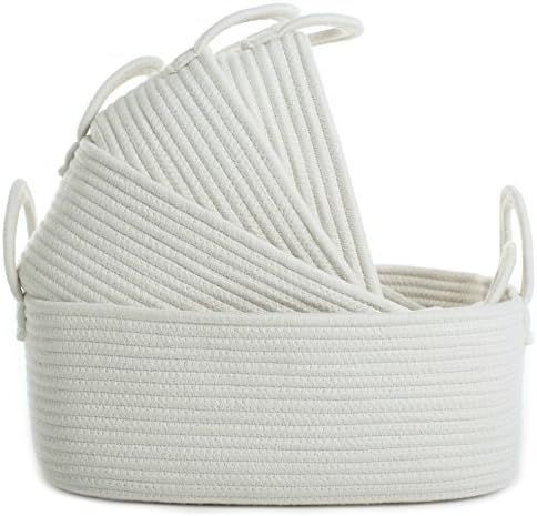 La Jolíe Muse Storage Baskets Set of 4 - Woven Basket Cotton Rope Bin, Small White Basket Organi... | Amazon (UK)