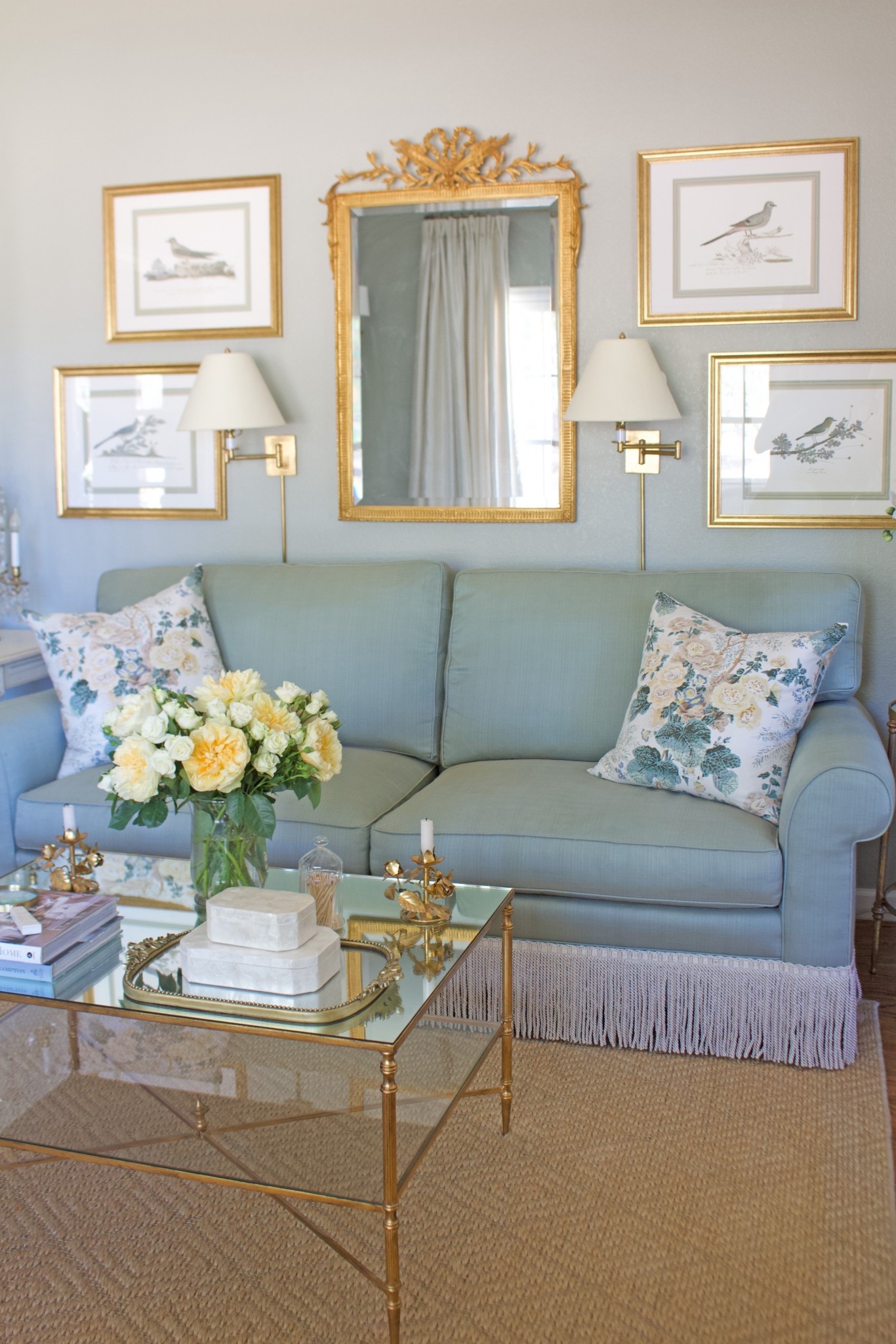 Can you spot the thermostat ?! There’s nothing good wall decor can’t cover!! Love these bird prints and wall sconces! 

#LTKHome