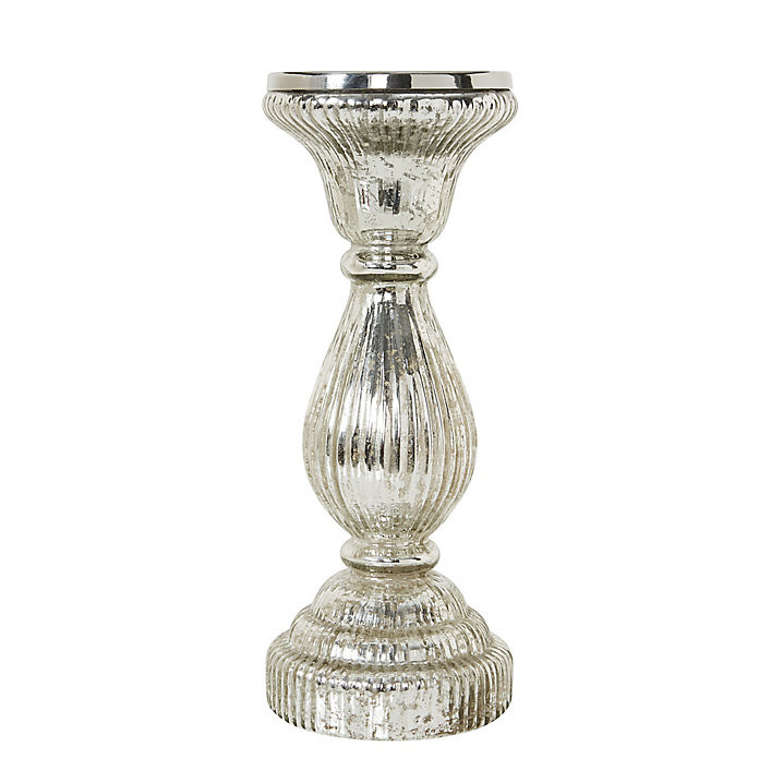 Antiqued Mercury Glass Candle Holders Vintage Inspired with Weighted Base for 3' Pillar | Ballard Designs, Inc.