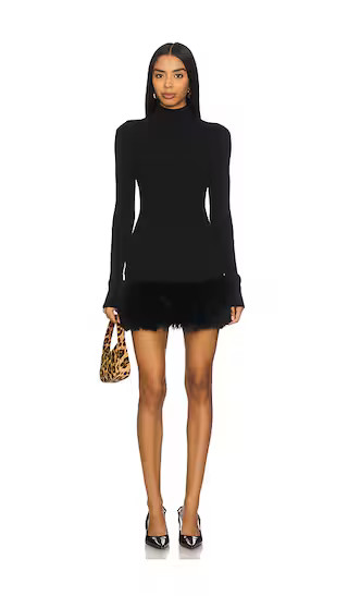 Zoey Faux Fur Mini Dress in Black | Revolve Clothing (Global)
