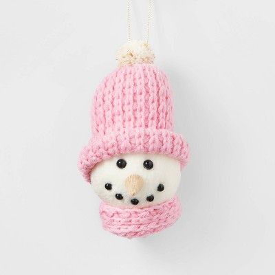 Knit Snowman Head Christmas Tree Ornament Dark Pink - Wondershop™ | Target
