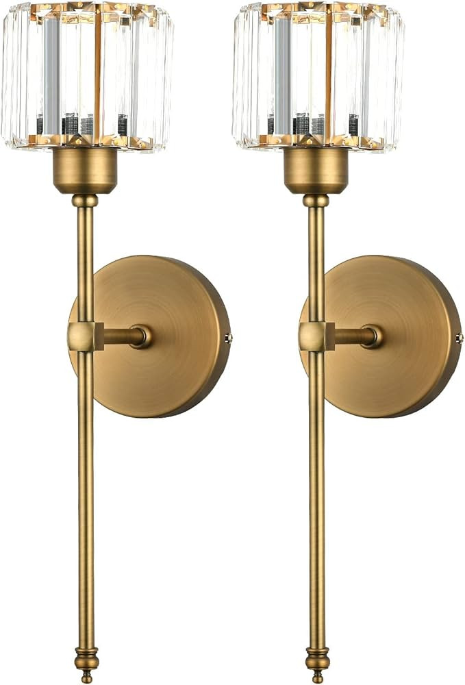 Bsmathom Wall Sconces Sets of 2, Classic Brushed Brass Sconces Wall Lighting, Hardwired Bathroom ... | Amazon (US)
