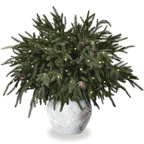 12PCS 20"Christmas Norfolk Pine Branches with Lights Real Touch Faux Stems | Amazon (US)