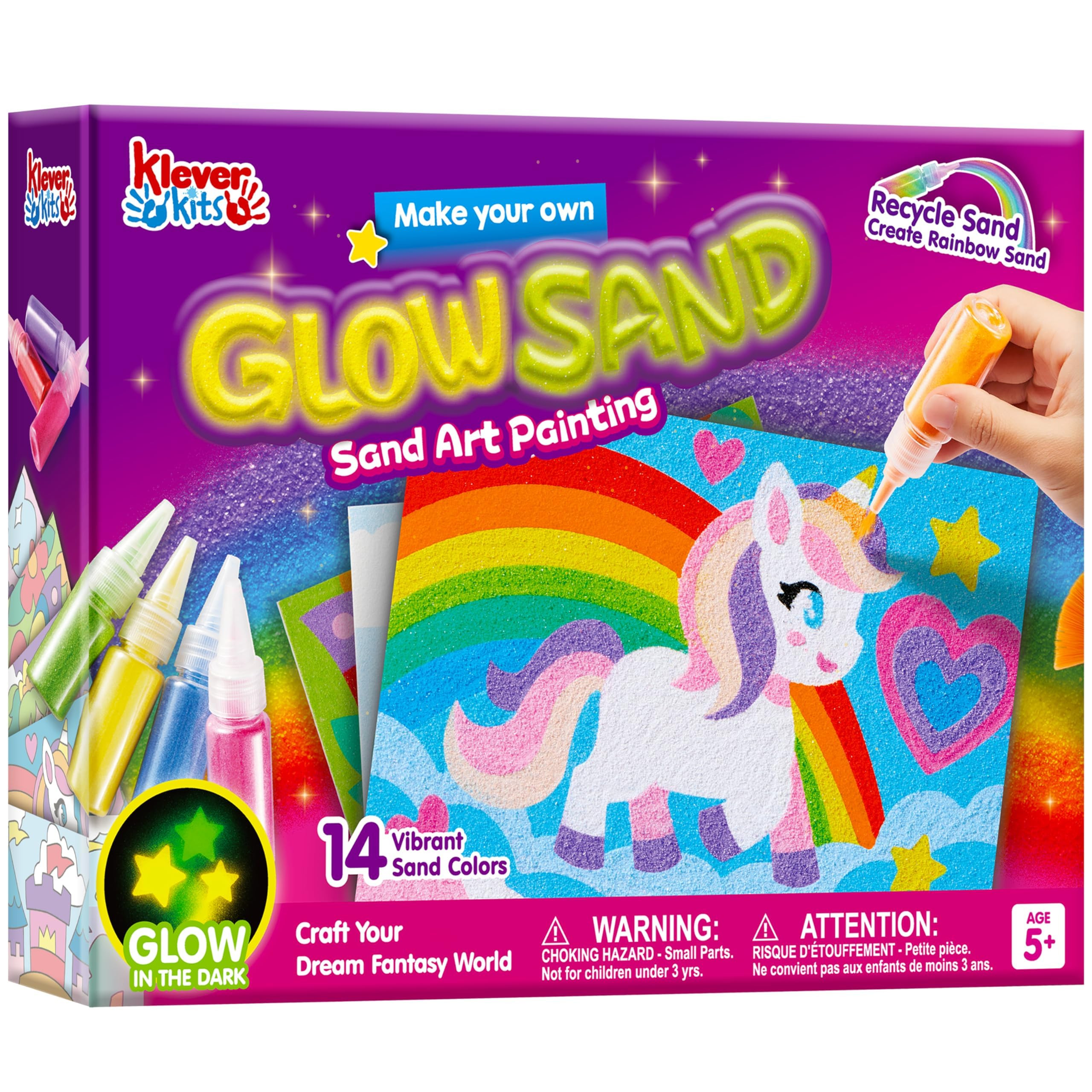 JOVA Klever Kits Glow Sand Art Kits for Kids, Glow in The Dark Sand Painting with 14 Colors, Kids... | Amazon (US)