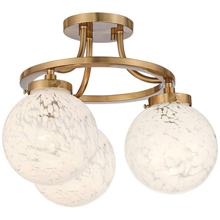 Candide 16 1/2" Wide Warm Aged Brass and Glass 3-Light Ceiling Light - #91N27 | Lamps Plus | Lamps Plus