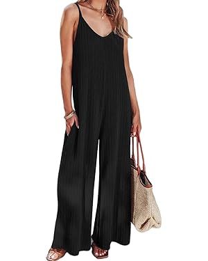 Dokotoo Women's Casual Loose Overalls Knit Jumpsuits Adjustable Straps Wide Leg Long Pant Rompers... | Amazon (US)