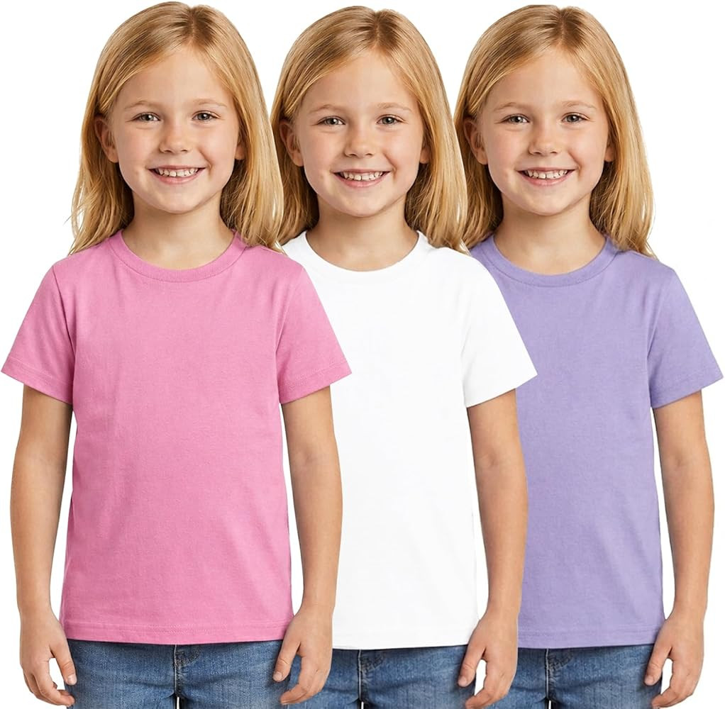 Amazon.com: LOOKFACE Kids 3-Pack Solid Short Sleeve T-Shirt 100% Cotton Soft Crewneck Undershirts for Toddler Boys and Girls: Clothing, Shoes & Jewelr | Amazon (US)