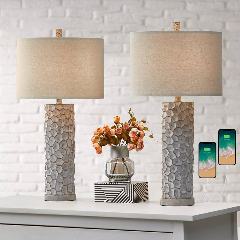 PoKat 25" Touch Bedside Table Lamp - Modern Lamp for Bedroom Nightstand Living Room, 3 Way Dimmab... | Amazon (US)