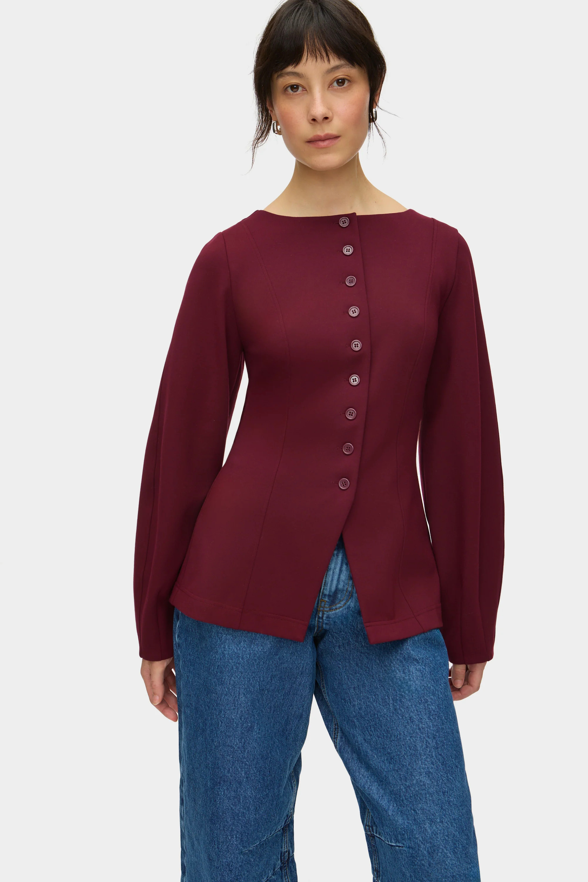 ALIGNE Ponte Waisted Cardigan - Red | Bonnie | ALIGNE USA
