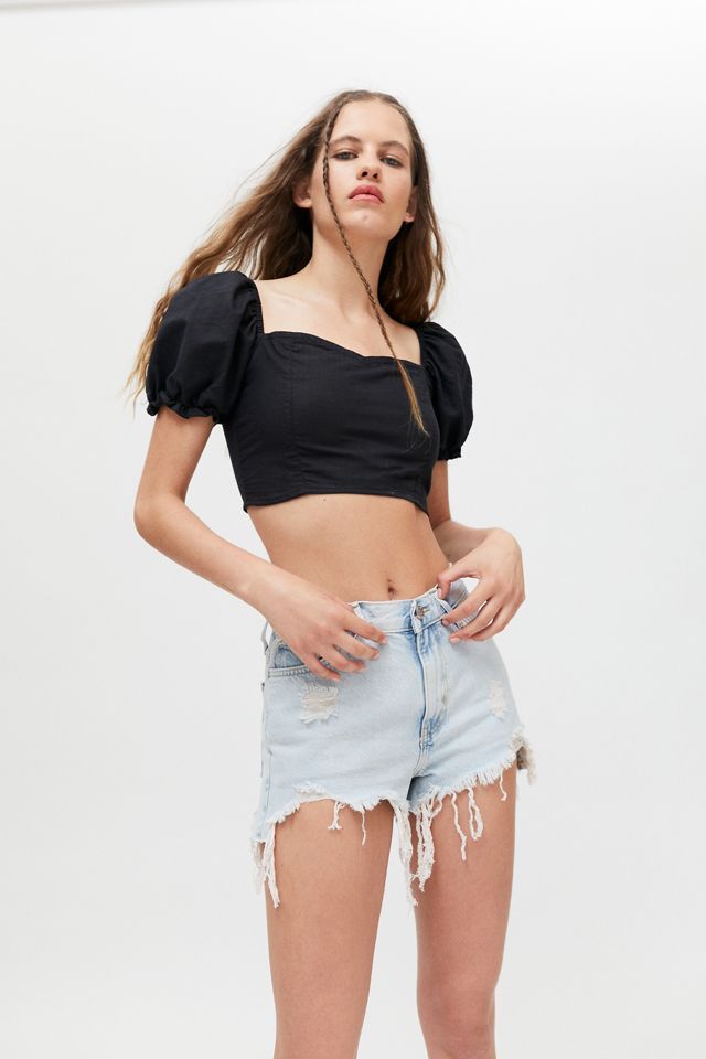 BDG Girlfriend High-Waisted Denim Short –Light Wash | Urban Outfitters (US and RoW)