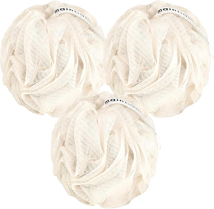 MainBasics Seaweed Infused Bath Shower Loofah Sponge Pouf Body Wash Scrubber (Set of 3) | Amazon (US)