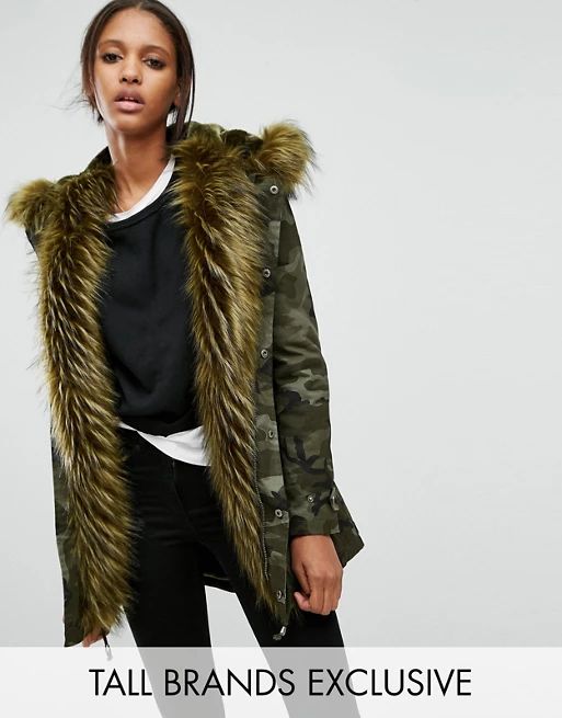 Glamorous Tall Camo Jacket With Faux Fur Lining | ASOS US