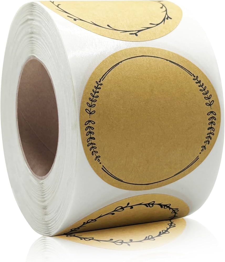 2" Canning Labels for Jars & Lids, 500 Labels per Roll, 4 Different Wreath Designs, Round Kraft C... | Amazon (US)