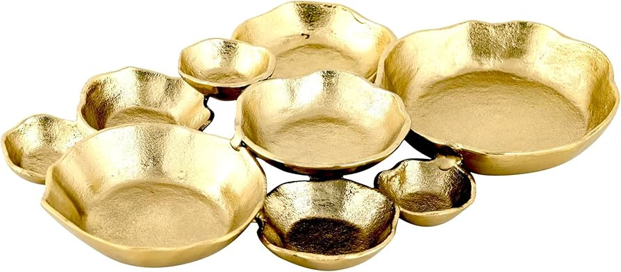 Cruiser’s Caché | Cluster of 9 Serving Bowls, 17" Gold Finish, Hand-Crafted, Artisan Made. Hou... | Amazon (US)