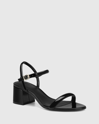 Karly Black Patent Leather Block Heel Sandal | Wittner