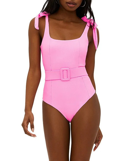 Sydney Belted One Piece Ribbed Swimsuit | Dillard's