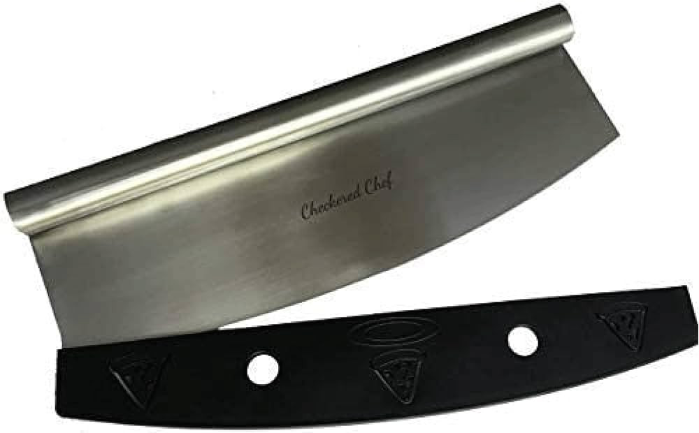 Checkered Chef Pizza Cutter Rocker - 16 Inch Mezzaluna Knife w/Blade Cover - Pizza Slicer & Scrap... | Amazon (US)