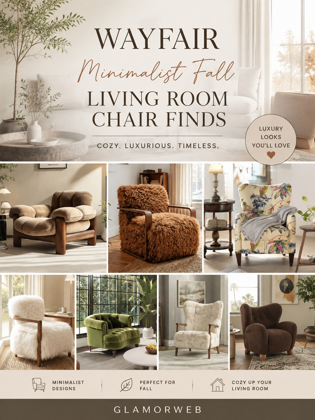 Soft fall refresh energy is HERE and I’m obsessed 🤍🍂 these Wayfair minimalist living room chairs are giving luxury without the crazy price tag. Think buttery leather, cozy velvet, and the dreamiest faux fur textures that instantly elevate your space. These accent chairs are perfect for creating that clean, expensive-looking living room vibe while staying comfy and functional. If you’ve been waiting to upgrade your space for fall, this is your sign—these pieces sell out FAST every year 👀✨

#wayfairfinds #wayfairhome #ltkhome #ltkfall #ltkdeals #ltkunder500 #livingroominspo #fallhomedecor #falllivingroom #accentchair #accentchairs #modernlivingroom #minimalisthome #luxurylivingroom #cozyhome #cozyvibes #homedecorfinds #interiorinspo #interiordesign #homestyle #homeinspo #neutralhome #fallaesthetic #homeupgrade #livingroomdecor #velvetchair #leatherchair #fauxfurchair #bouclechair #chairinspo #furniturefinds #wayfairsale #cozycorners #homegoals #modernhome #aestheticdecor #affordableluxury #interiorstyling #decorideas #homerefresh #fallrefresh #ltkstyle #ltkhomefinds #ltkviral #viralhome #trendingdecor #salealert #dealsalert #homesale #cozyfallhome 

 #LTKSeasonal #LTKHome #LTKSaleAlert