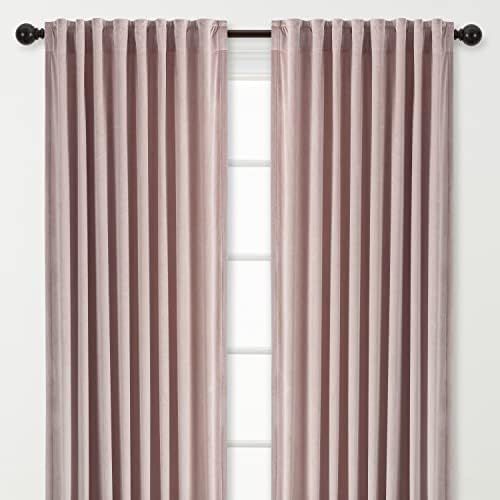 Chanasya Pink Velvet Curtains Panel Set 2 -Piece - Classy Partial Blackout Curtain Room Darkening Cu | Amazon (US)