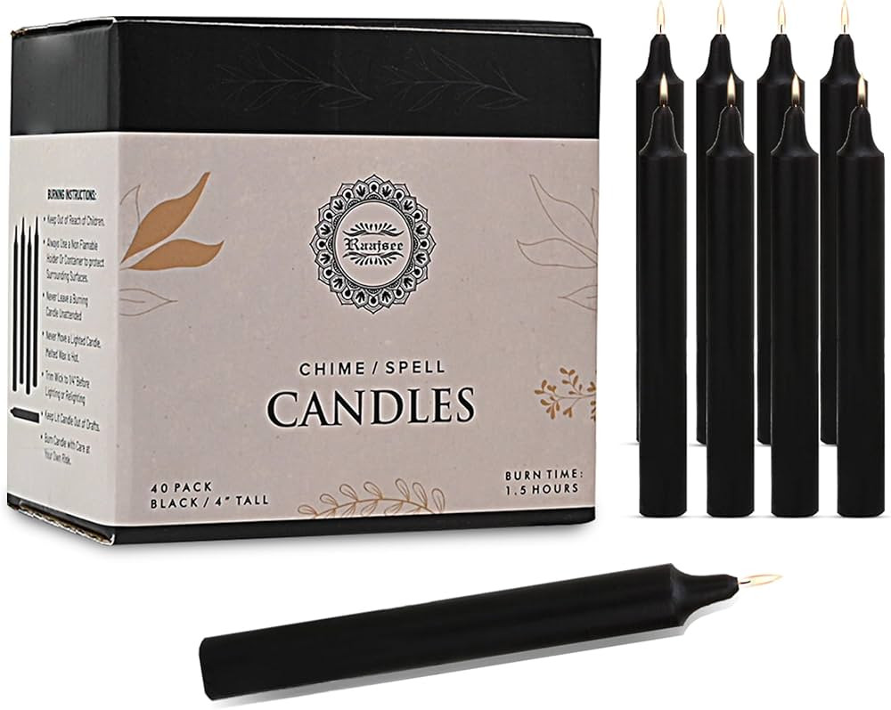 Raajsee Pack of 40 Black Candles | 4" Tall Unscented Mini Taper Candles - Perfect for Witchcraft,... | Amazon (US)