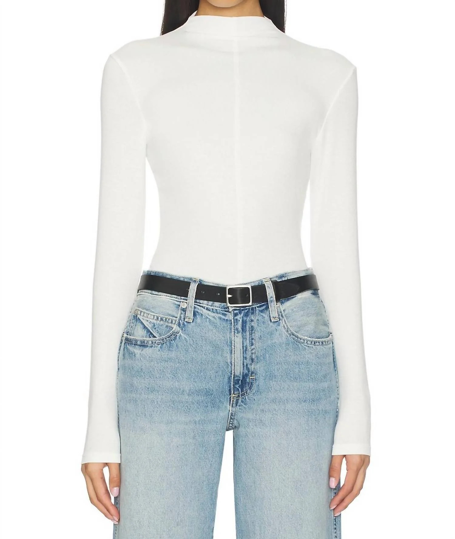 Dara Long Sleeve Funnel Neck Top In Ecru | Shop Simon