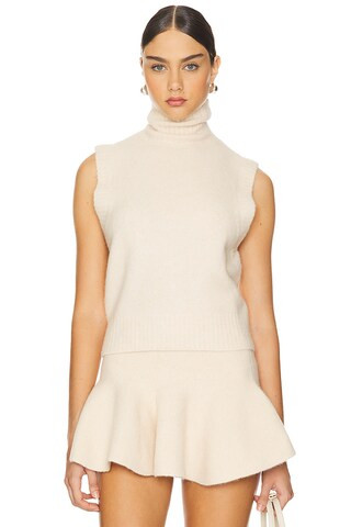 Susana Monaco Mapache Mock Neck Vest in Belgian Creme from Revolve.com | Revolve Clothing (Global)